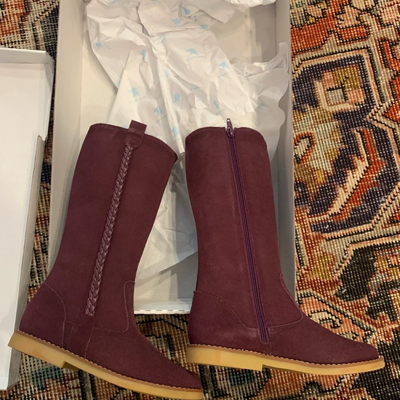 Elephantito Plum Suede Boots, Girls size 1 US, interior zipper, LIKE NEW - Picture 4 of 9
